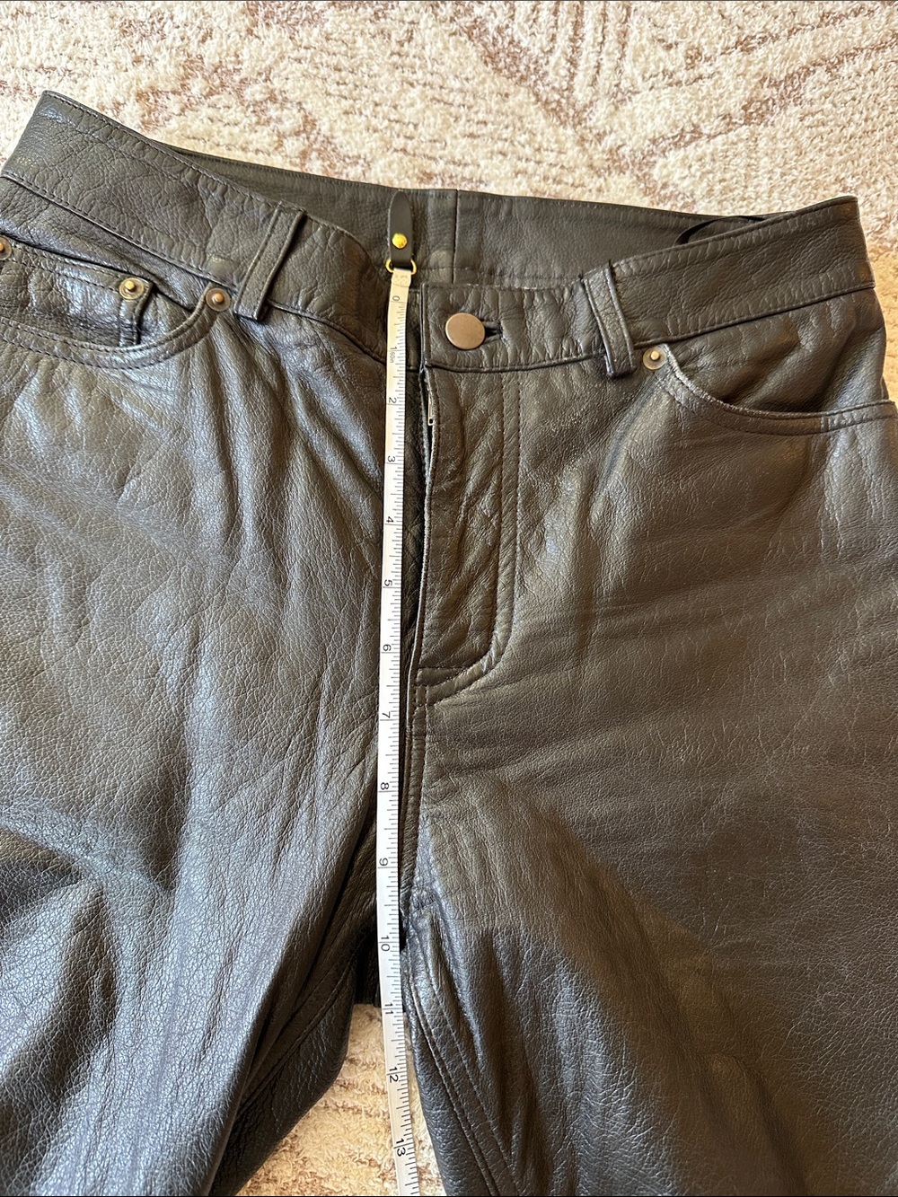 Vintage Co-operative 100% Leather Straight Leg Pants Size 6 Black Lined - Picture 11 of 17